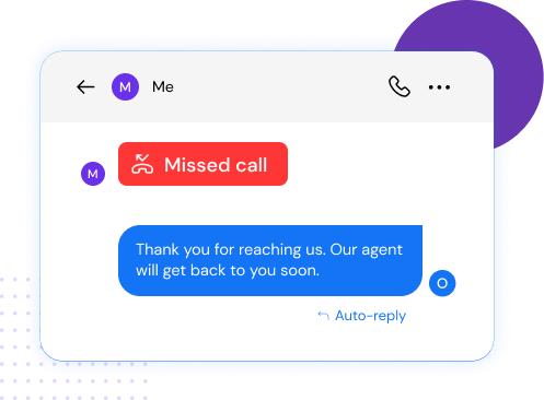 Missed Call with Reply Missed call acknowledgement with reply - send short messages, voice messages, product information, short URL, etc.